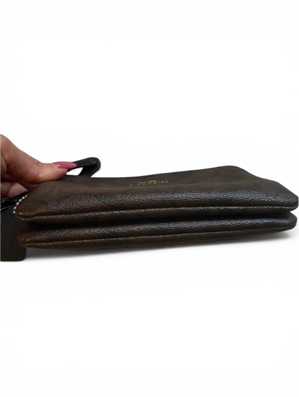 Coach monogram double zip wristlet with hang tang - Picture 6 of 9
